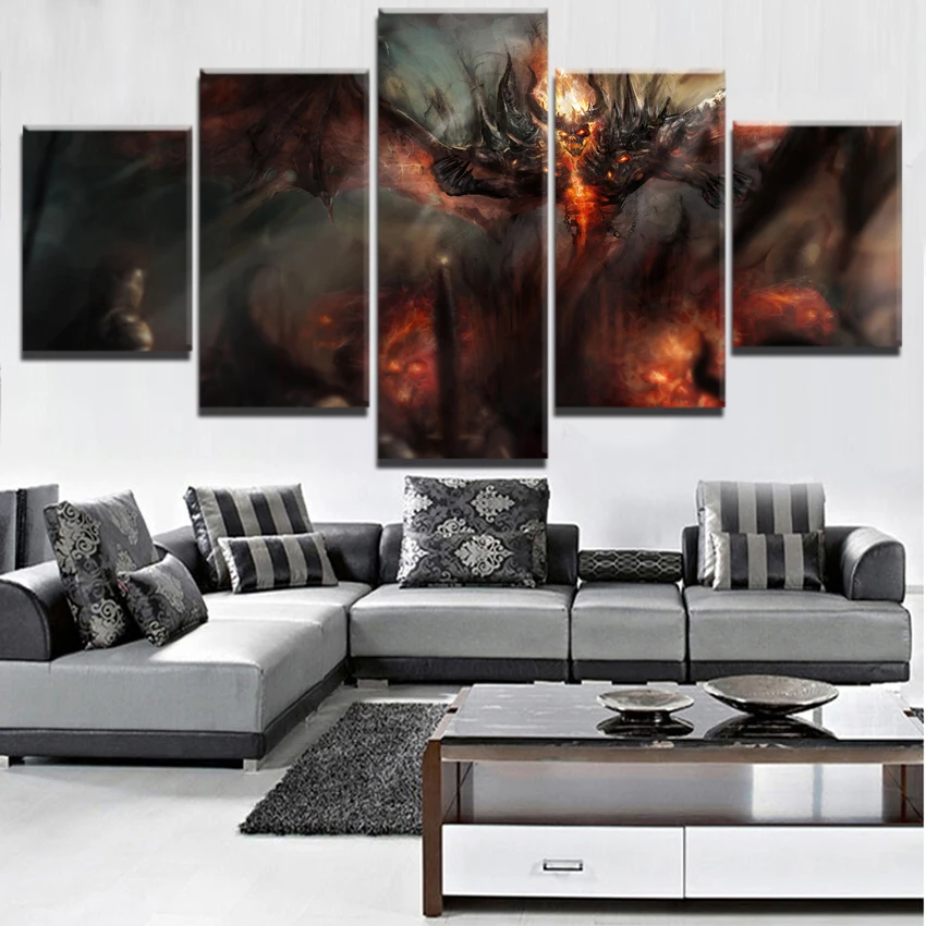 Paintings on Canvas Wall Art for Living Room Modern Decor Canvas DOTA 2 Game 5 Pieces Home Decorati