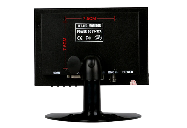 7 Inch HD TFT-LED Monitor with Metal Shell & HDMI VGA AV BNC Connector for TV PC Multimedia Microscope Industrial Machine Screen_F17