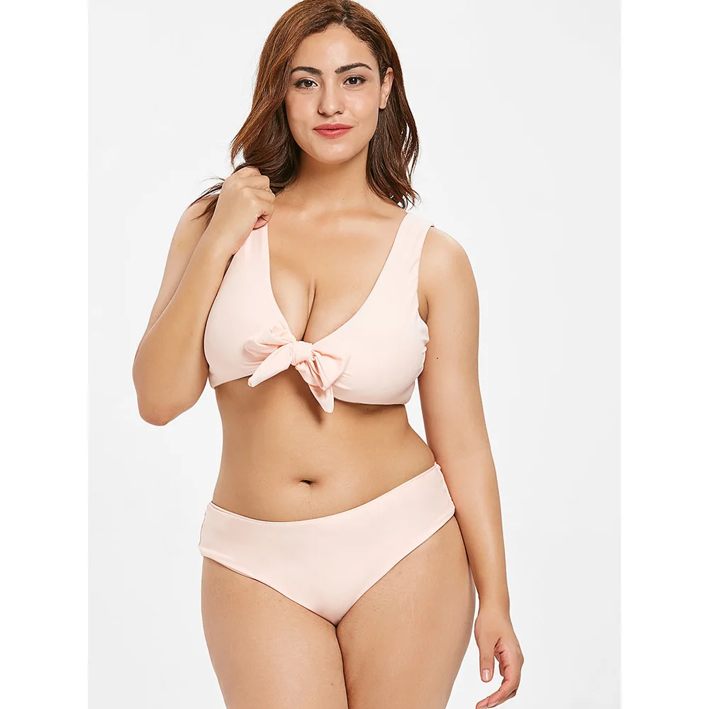 MupeilaZaful Plus Size Front Tie Tank Bikini image