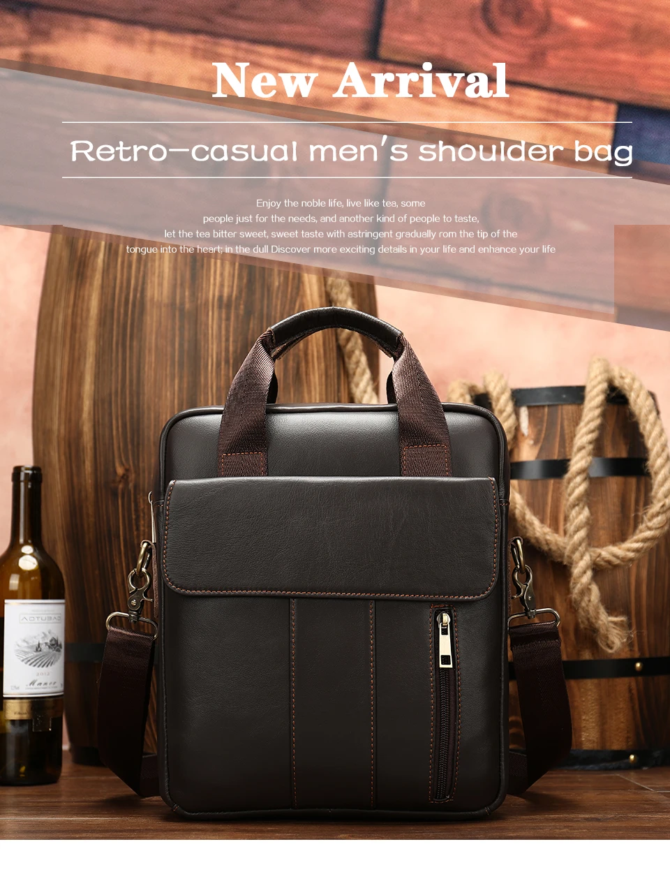Men 's Bag Genuine Leather Shoulder Crossbody Bags for Men Handbags Flap Large Capacity Vintage Male Bag for Ipad phone 1
