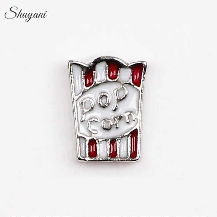 

20pcs/lot Wholesale Floating Locket Charms Enamel Pop Corn Charms fits Glass Memory Lockets DIY Accessories