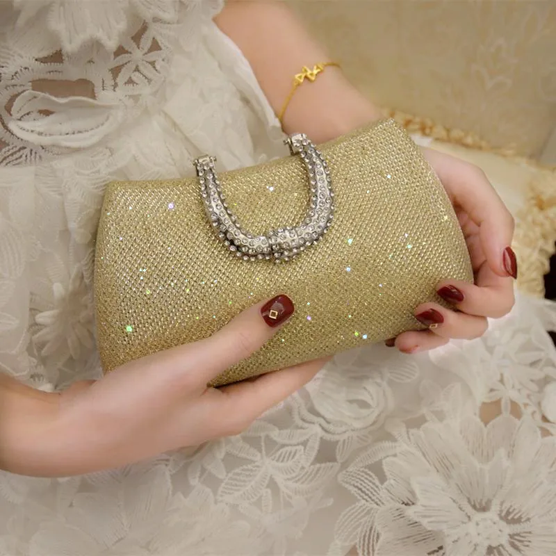 ФОТО Sweet Fashion Ladies Evening Clutch Bag Shining Rhinestone Braid Handbag Shoulder Bag Wedding Party Clutches with Chain 3 Colors