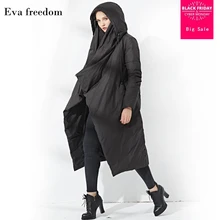 Зимнее модное Брендовое длинное пальто выше колена из 90% утиного пуха, женское однобортное пальто с капюшоном и поясом, теплое пуховое пальто wq117