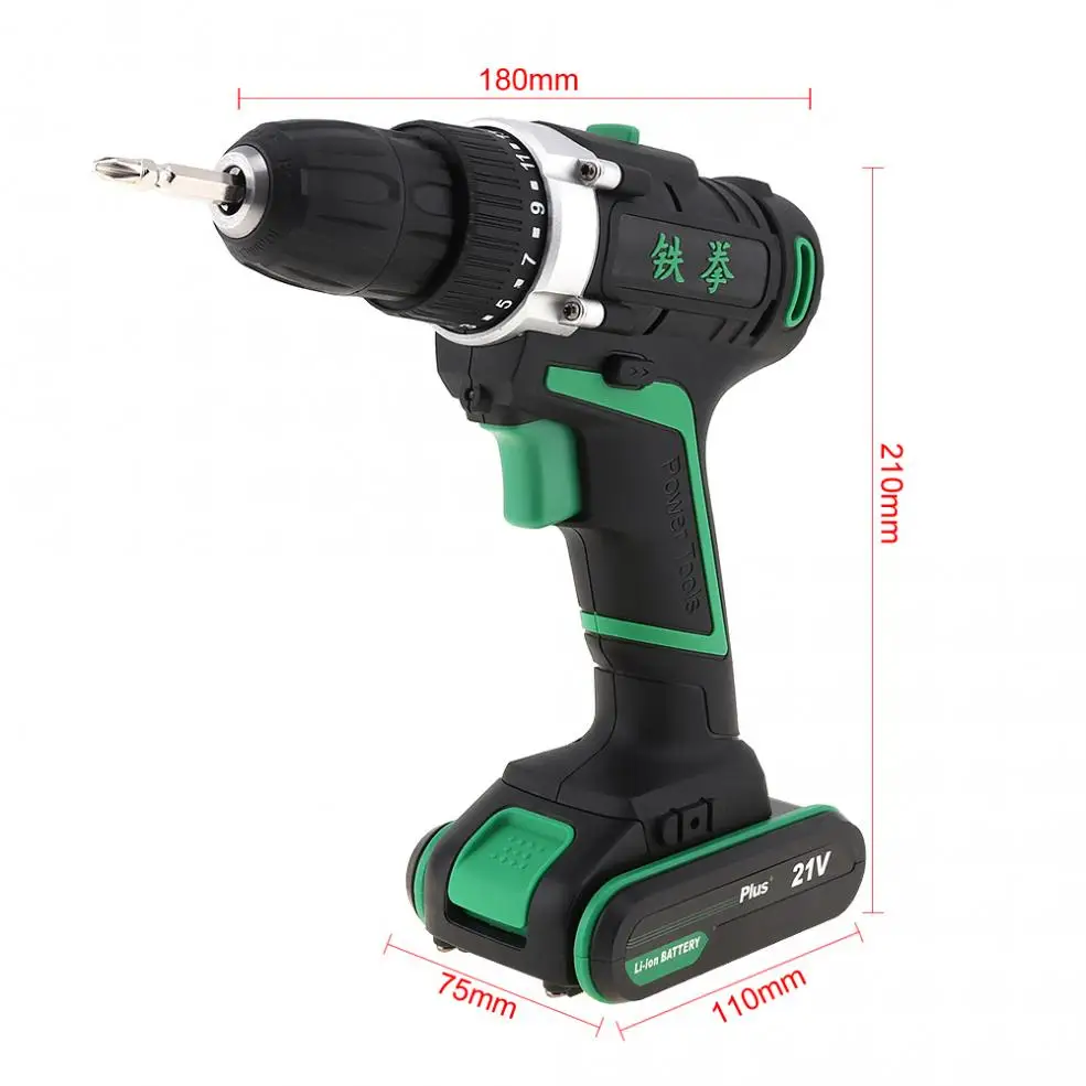 100 - 240V Cordless 21V Plus Electric Drill with 2 Lithium Batteries and Rotation Adjustment Switch for Handling Screws 100 - 240V Cordless 21V Plus Electric Drill with 2 Lithium Batteries and Rotation Adjustment Switch for Handling Screws