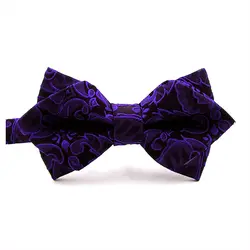 Фиолетовый черный Пейсли мужские предварительно завязанные регулируемые смесь свадебное платье Шелковый галстук-бабочка