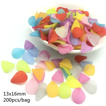 

13*16mm Acrylic Scrub colorful flower leaf beads dull polish small leave beads for Jewelry making high quality 200pcs Meideheng
