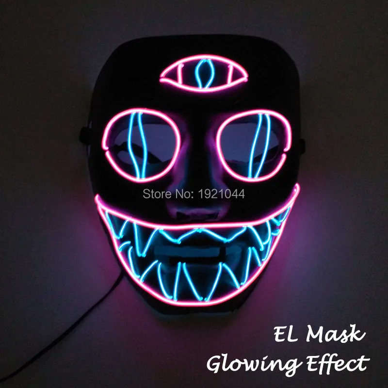 

Multicolor Three-eyed mask Glowing Product EL Wire neon Mask Scary Party Theme Cosplay Funny Series Masks