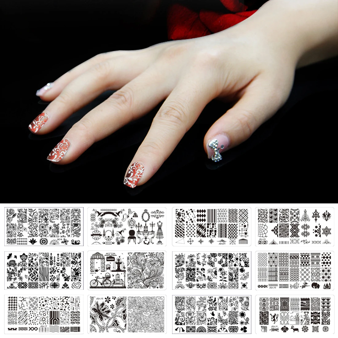 Differencet Pro Nail Книги по искусству животного геометрический узор штамп шаблон изображения Штамповка плиты трафарет ногтей Книги по искусству Decoraton ногтей Книги по искусству инструменты