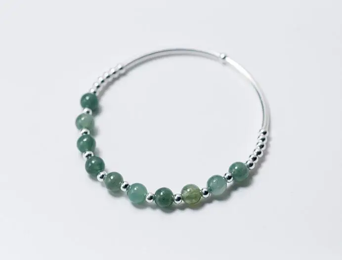 Real. 925 Sterling Silver Fine Jewelry Small Round Beads& 6MM Natural