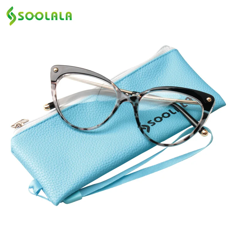 SOOLALA TR90 Cat Eye Reading Glasses Women Men Semi-Rimless Presbyopic Reading Glass Fashion Half Eyeglass Frame +0.5 to 4.0
