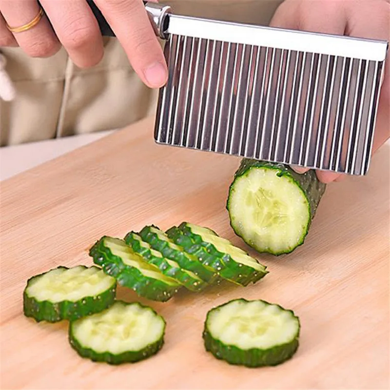 

Sale Kitchen Cooking Tool Stainless Steel Vegetable Fruit Wavy Cutter Potato Cucumber Carrot Waves Cutting Slicer