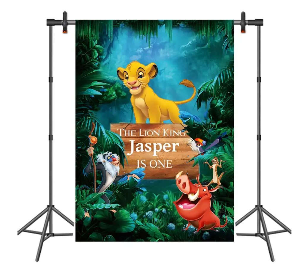 

Sensfun The Lion King Boys Birthday Party Backdrop Green Forest Photography Backgrounds For Photo Studio 5x7ft Vinyl Polyester