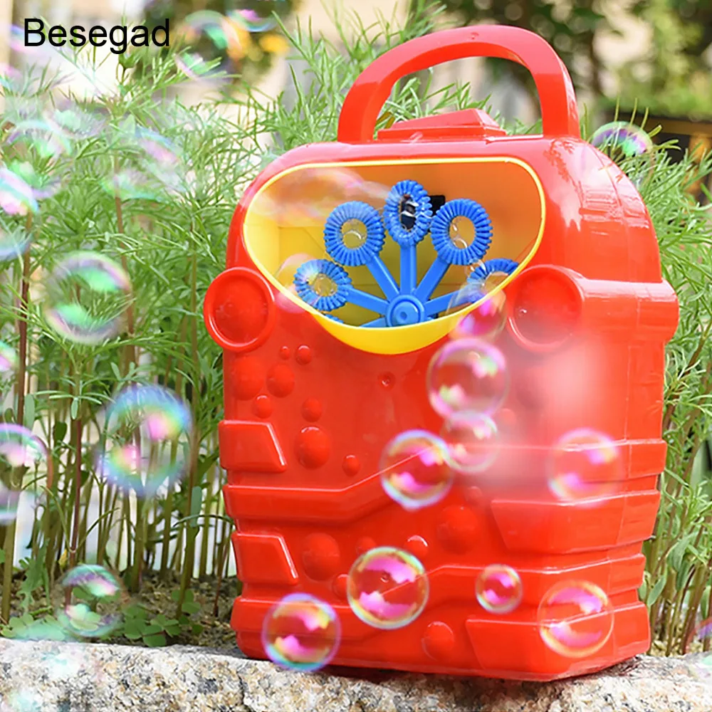 

Besegad Portable Battery Powered Electric Bubble Maker Machine Blower Toy with Handle for Children Kids Yard Garden Park Outdoor