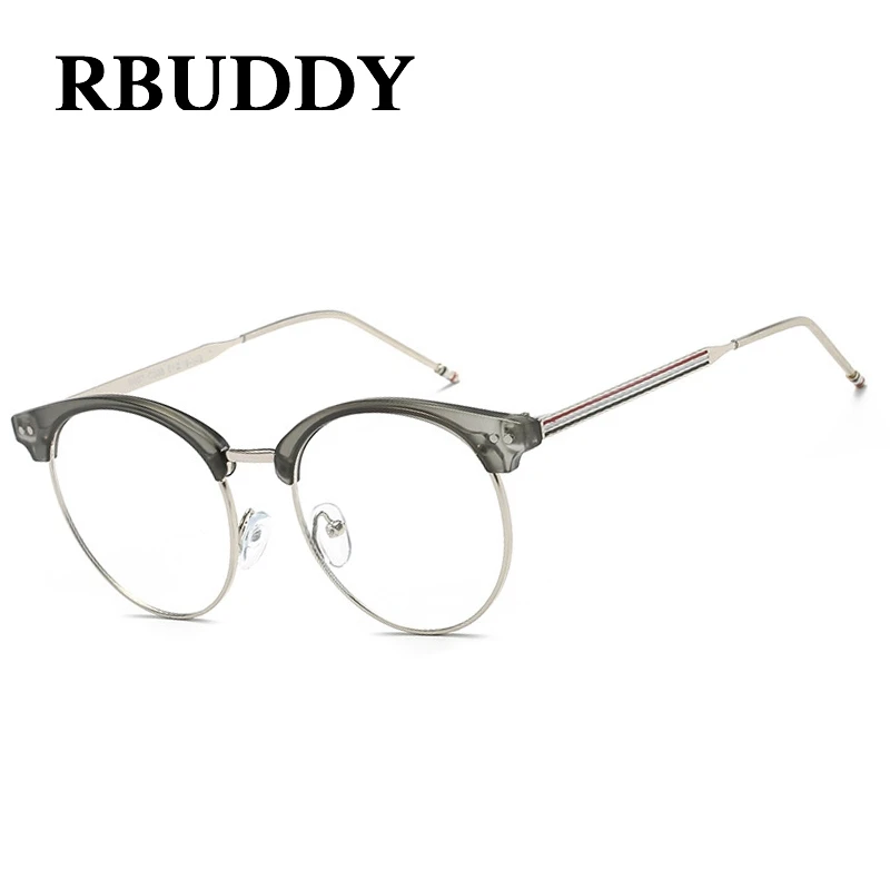 Goede RBUDDY Ronde Transparante Glazen Nep Computer Leesbril Clear Lens Mannen Vrouwen Optische Brillen Metalen Brillen Lunettes
