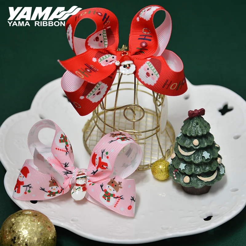 YAMA 1 дюйм 25 мм ширина Рождество Grongrain ленты 100 ярдов для упаковки ремесла свадебные украшения Ремесло тканые печатные зеленый красный