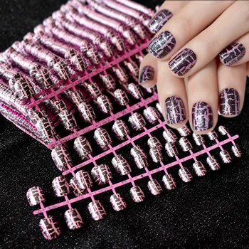 

240pcs Pink Leopard Fake Nails Full Cover Pink Crack Black Manicure Press on Short False Nail Art Wholesale 10 sets