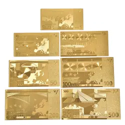 7 листов/SetsCreativity коллекция Сувенир поддельные деньги евро долларов водостойкий пластик Золотая фольга Art Bar