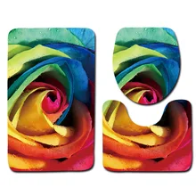 Honlaker 3 шт./компл. коврик для ванной комнаты коврик для туалета мягкая фланелевая печать в формате HD и окрашивание Нескользящая Ванна Половики коврики для ванной и ковры