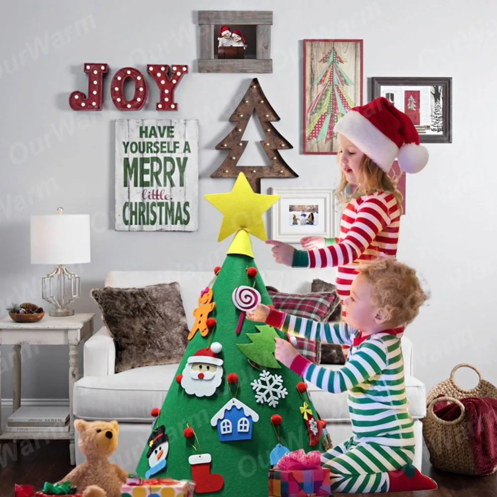 OurWarm DIY Войлок Рождественская елка украшения Войлок ремесло малыш конус Рождественская елка для дома детская игрушка год
