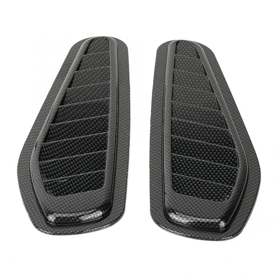 

Universal Air Flow Intake Cover 2pcs Carbon Fiber Style Car Air Flow Intake Decorative Scoop Bonnet Vent Hood Cover hood scoop