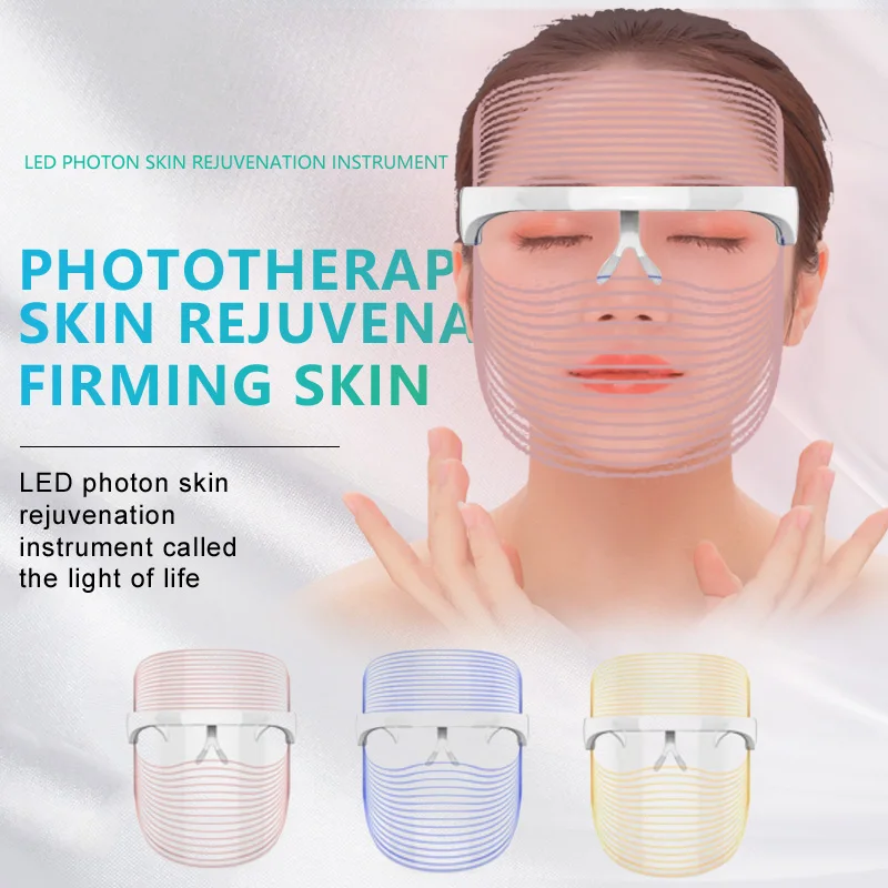 

Photon Therapy Beauty LED Facial Mask 3 Colors Light Skin Care Rejuvenation Wrinkle Acne Removal Face Beauty Spa Instrument