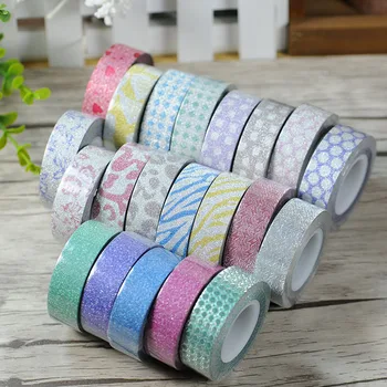 

15mm*15m Japanese Craft Glitter Washi Tape Book DIY Sticker Gift Packing Decorative Adhesive tape multicolour Paper Masking Tape