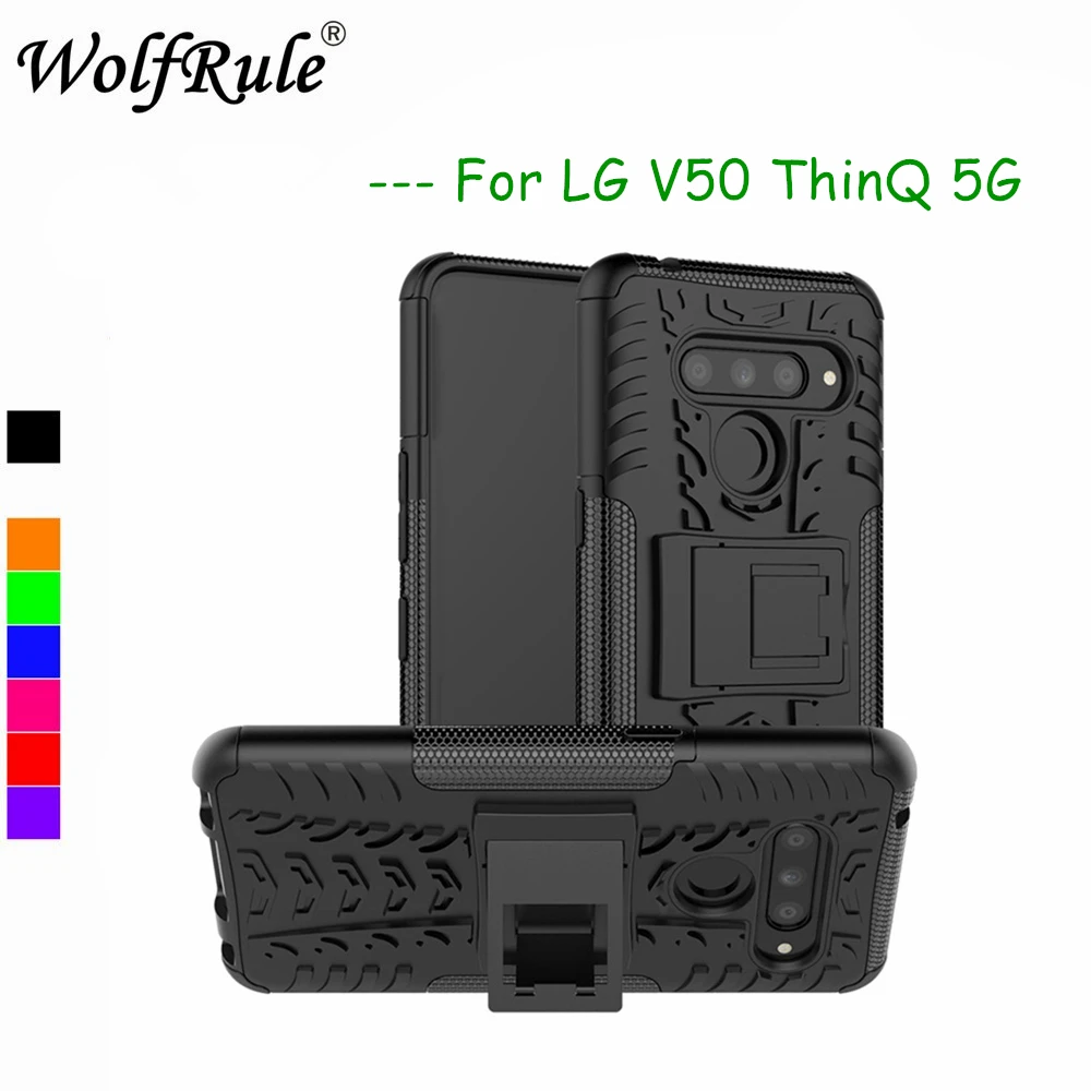 Per Il Caso Di Lg V50 Thinq 5G Copertura Dual Layer Armatura Posteriore Del Silicone Di Caso Per Il Lg V50 Thinq 5G Supporto Del Telefono Del Basament