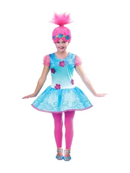 

2018 New Year Trolls Poppy Cosplay Costumes Dresses For Girls Bobo Christmas dress baby girl Clothes Kids Fancy Dress & Wig Set