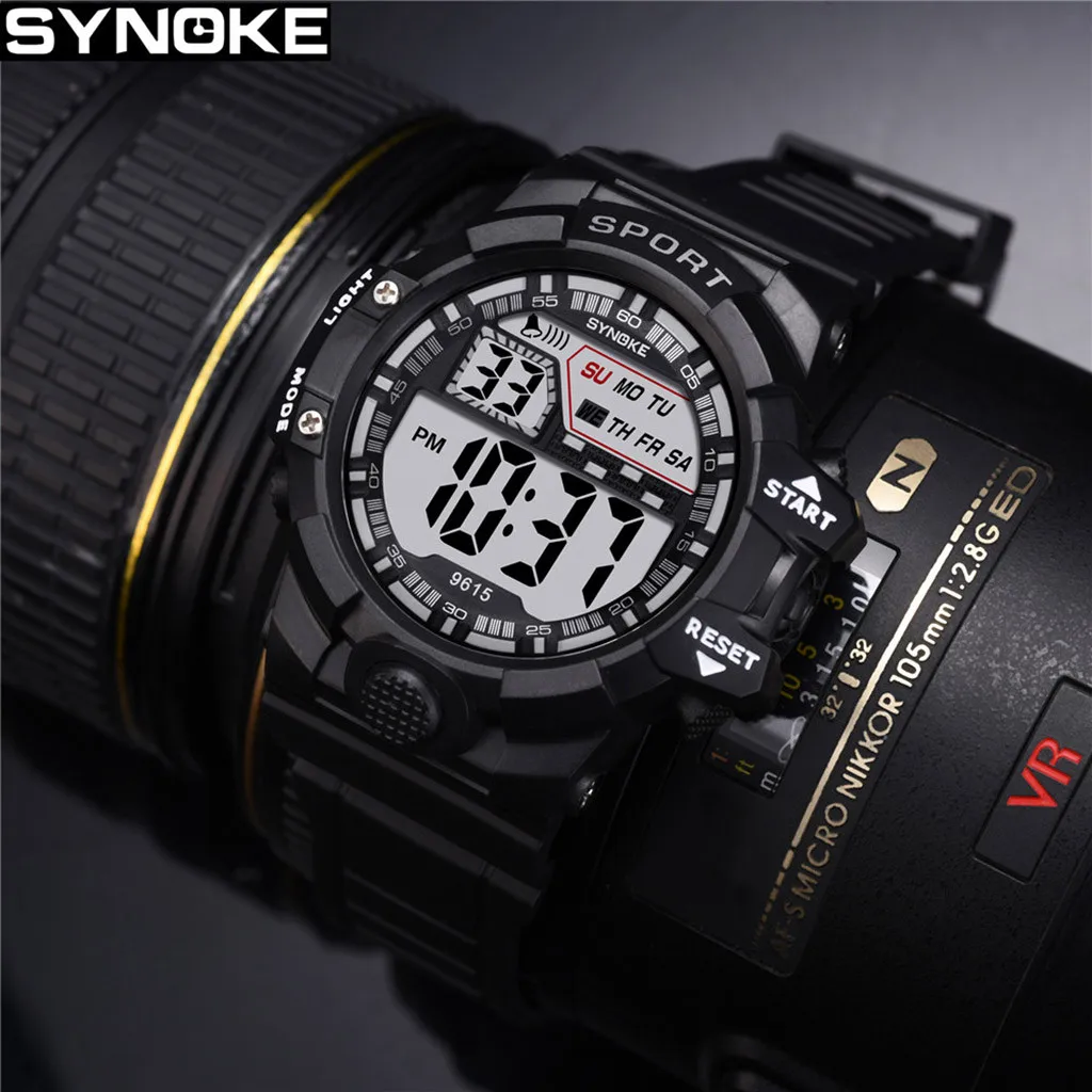 

SYNOKE Men's Sports Watch Electronic Watch LED Watch Trend Anti Fall Big Screen Multi Function Luminous Watch montre homme