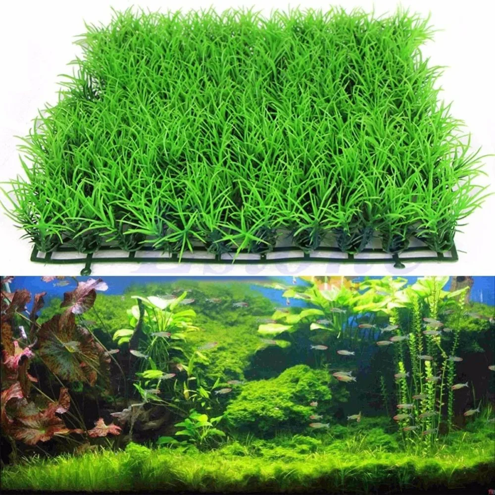 Artificial Water Aquatic Green Grass Plant Lawn Aquarium Fish Tank
