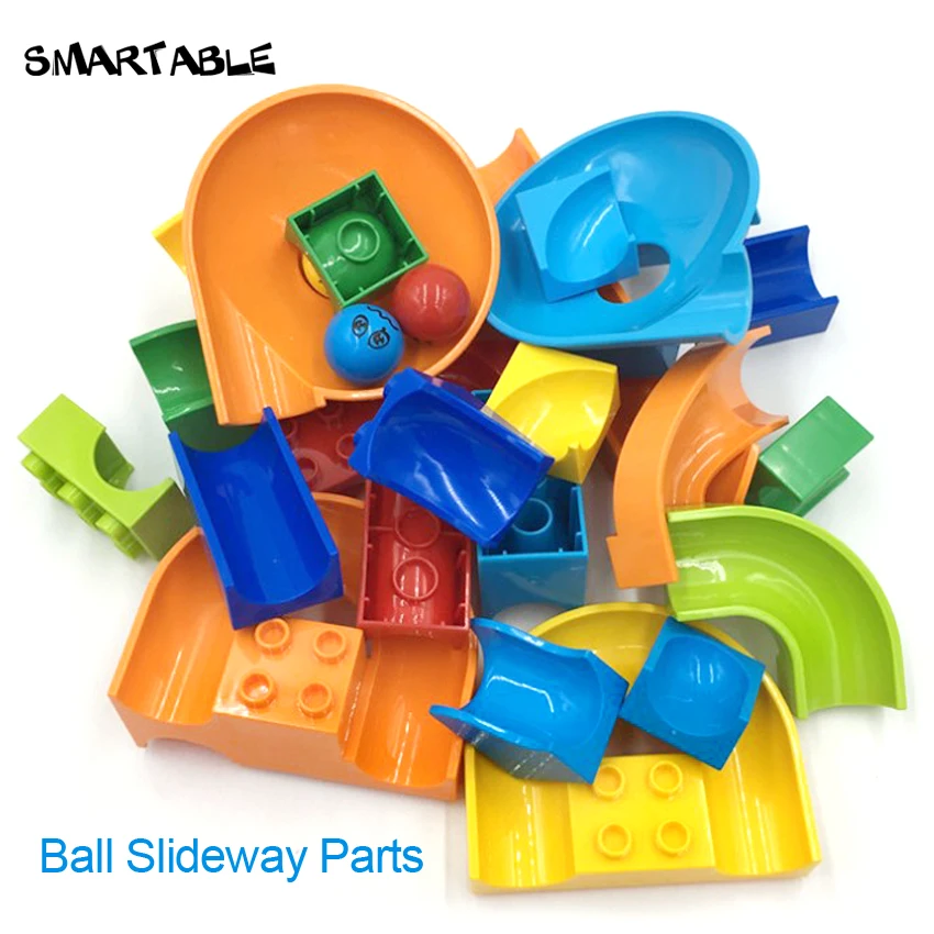 Smartable Ball Slideway Crazy Maze Race Run Track Building Block Parts Compatible Marble Run Toys For Kids Random Colors