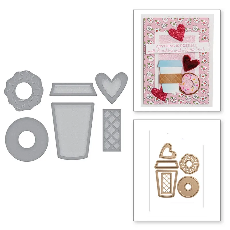 

Mike Tea Donut Metal Cutting Dies Stencil DIY Card Album Making Scrapbooking Template Embossing Handicraft Die Cut 2019
