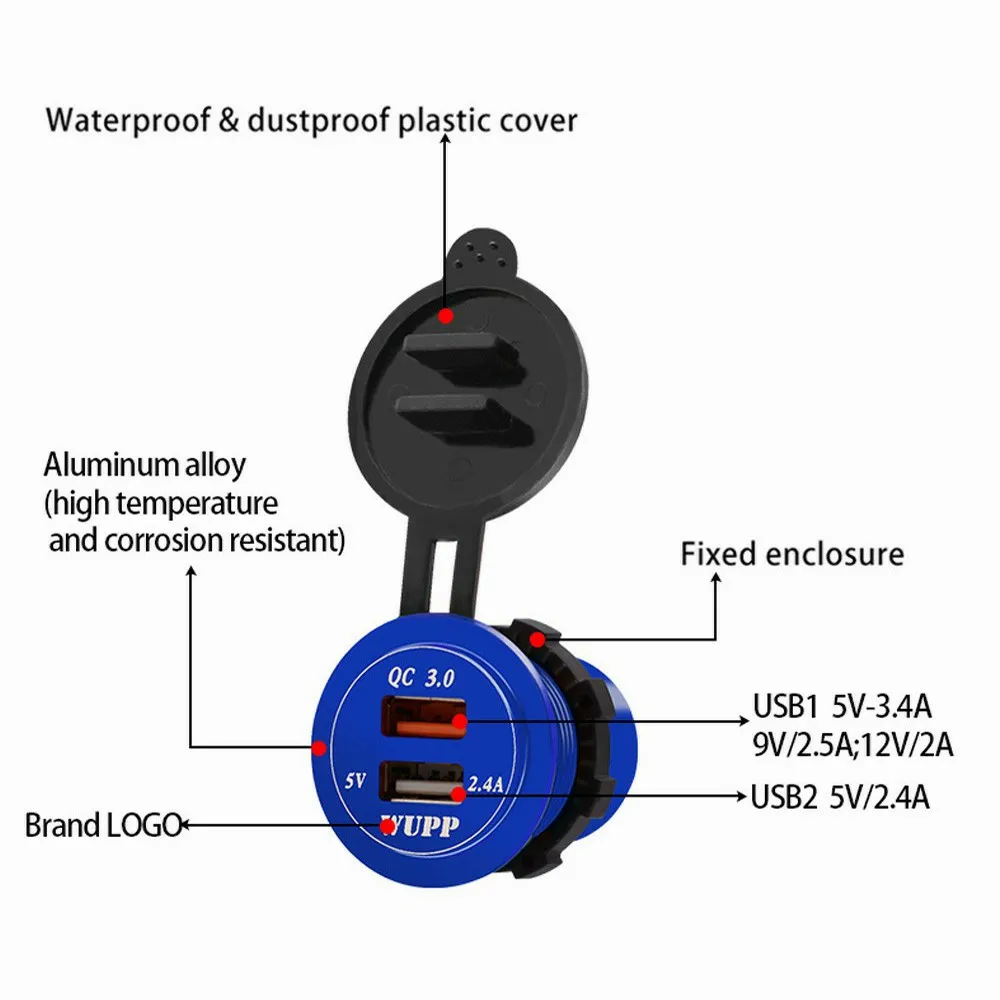 WUPP автомобильное быстрое зарядное устройство QC 3,0 адаптер питания двойной USB автомобильный DC 12 V-24 V прикуриватель 2 порта для iPhone Android