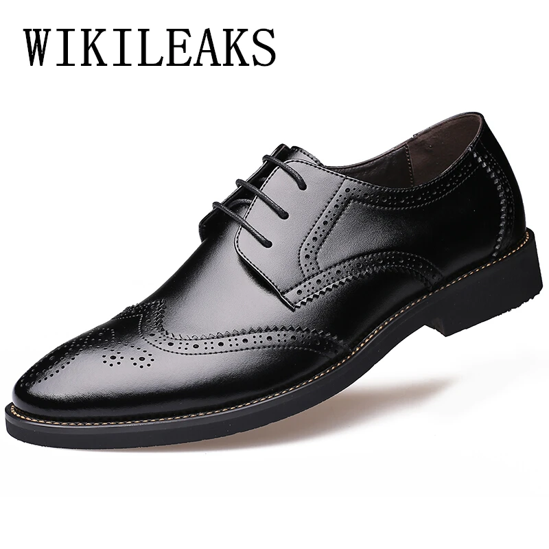 preço Sapatas dos homens italianos marcas sapatos oxford para homens zapatos hombre mens brogues homens pontas do dedo do pé vestir sapatos de couro genuíno formais