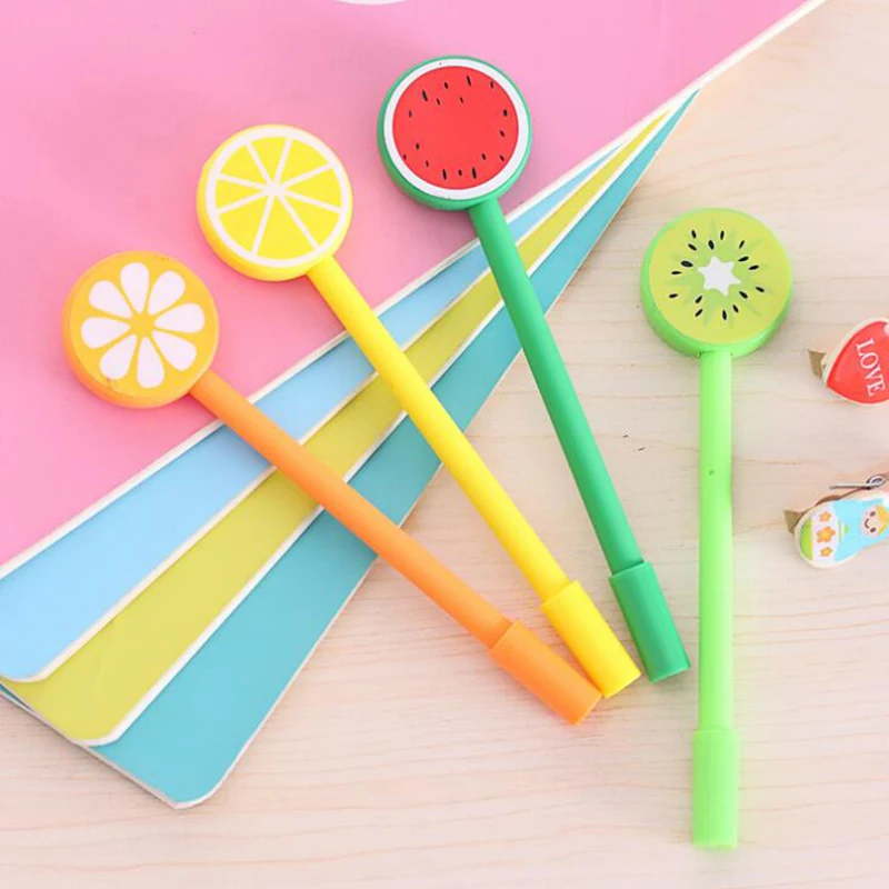 

Cretive Cartoon Fruit Black Ink Gel Pen Signature Pens Kiwifruit Watermelon Lemon Orange School Office Supplies Stationery Gift