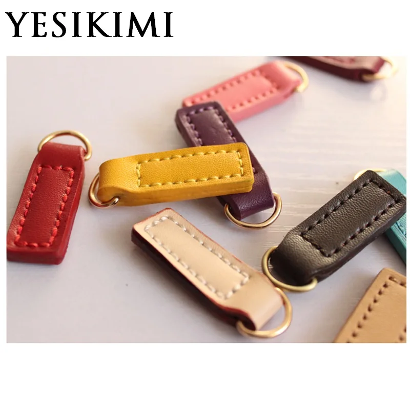 

10pcs/lot DIY Handwork Real Leather Small Zipper puller Fit For Bags Clothes Replacement Zip puller Bag Accessories