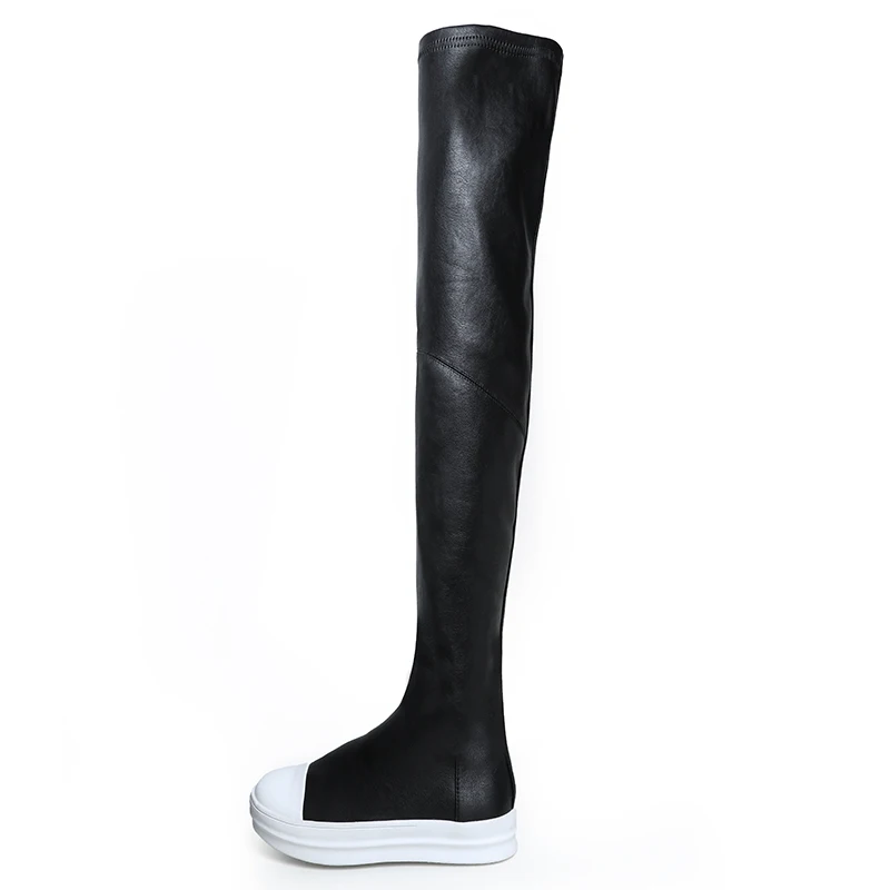 

Winter And Autumn New Slim Boots RO Over The Knee Boots Women Plus Velvet Stretch Flat Boots