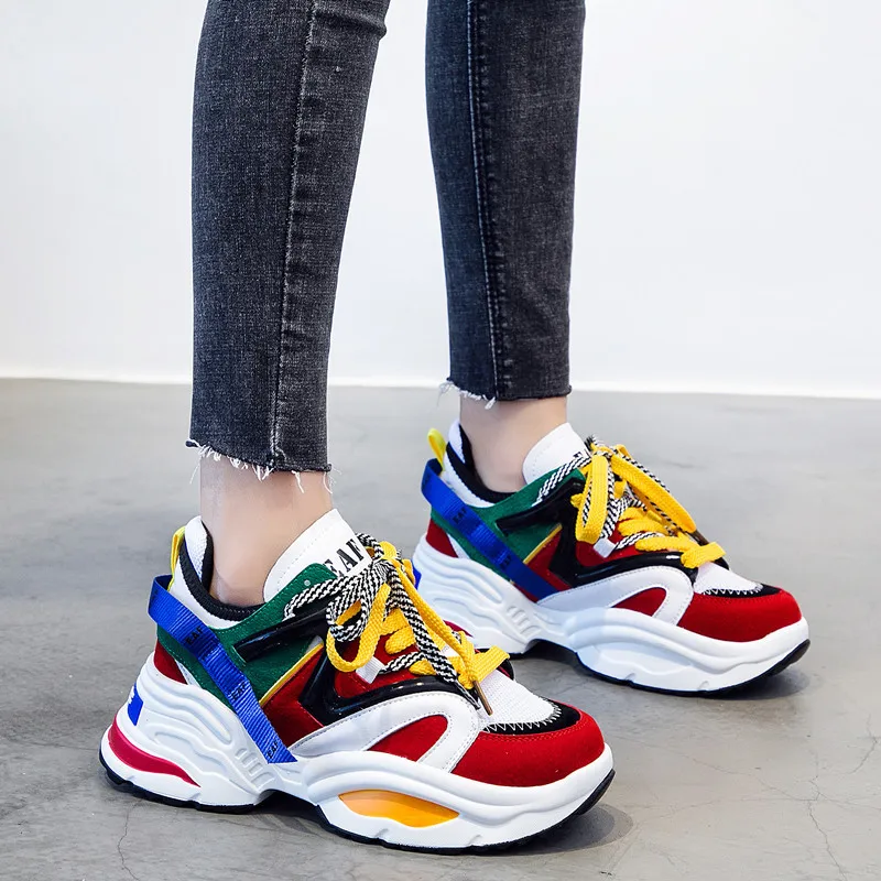 

Women Shoes Tenis Feminino Fashion Brand Suede Mesh White Casual Shoe Woman Sneakers Chaussure Femme Height Increasing Footwear