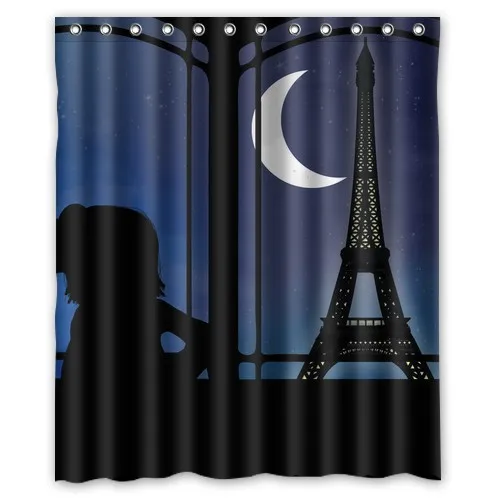 Прохладная Ночная Эйфелева башня Парижа, настраиваемая ванна, водонепроницаемая занавеска для душа, занавеска для ванной комнаты s 36x72, 48x72, 60x72, 66x72 дюймов