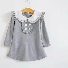 R& Z/Детское платье Коллекция года, новое весенне-осеннее платье с длинными рукавами для девочек кружевное платье с воротничком для куклы