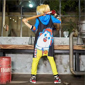 

2019 New Women Jumpsuits Funny Cartoon Hip Hop Harem Pants Hooded Long Pants B-Boying Rompers Playsuit Streetwear
