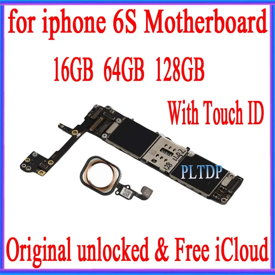 

16gb 64gb 128gb with Full unlocked for iphone 6S Motherboard with Touch ID,Original for iphone 6s Logic board