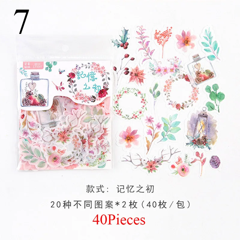 40 шт./упак. милые Животные наклейки Kawaii Flower Наклейки Новинка клей наклейки для детей DIY дневник в стиле Скрапбукинг фото Ablums - Цвет: 7