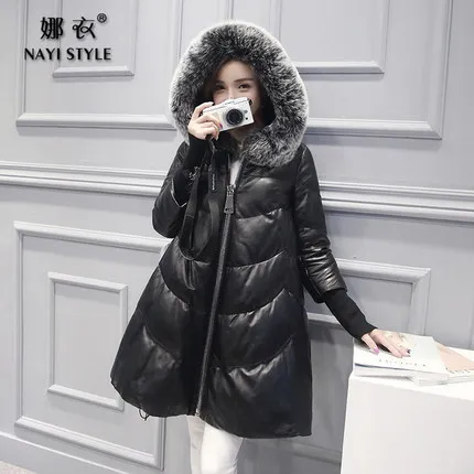 Cheap 2016 new hot winter Thicken Warm woman Down Coats Parkas Leather clothing Hooded fox Fur collar long plus size 2XXL luxurious