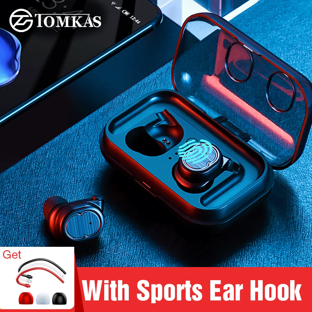 

TOMKAS Wireless Headphones Bluetooth Earphone Give Anti Drop Ear Hook Earbuds For Phone Touch Control Wireless Bluetooth Headset
