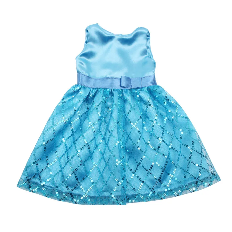 18 дюймов, с круглым вырезом, для девочек детское элегантное платье красивое платье принцессы кружевное вечернее платье Американский новорожденных юбка Детские игрушки подходит 43 см для ухода за ребенком для мам, детские куклы, c130 - Цвет: Blue