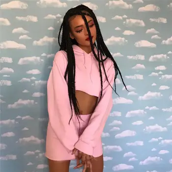 

2017 Winter hoodies Sweatshirt Skirts set Women Casual Long Sleeve Crop top Skirts Two pieces set women skirt suits