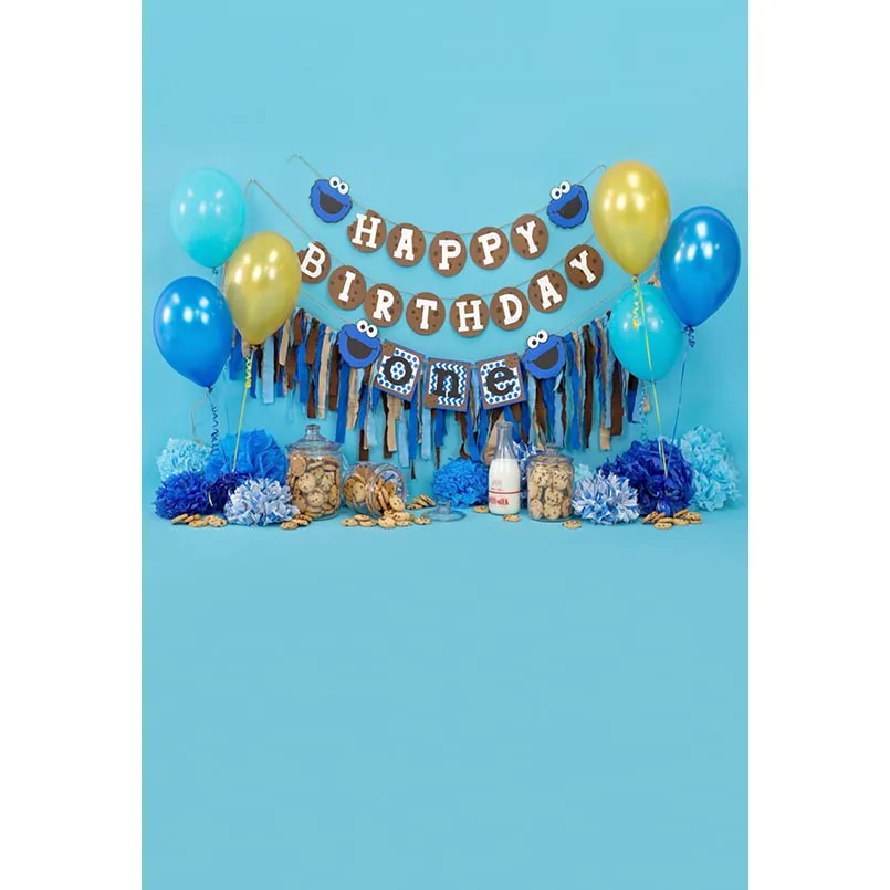 5x7ft Happy Birthday Balloons Cookie Sesame Party Washable No