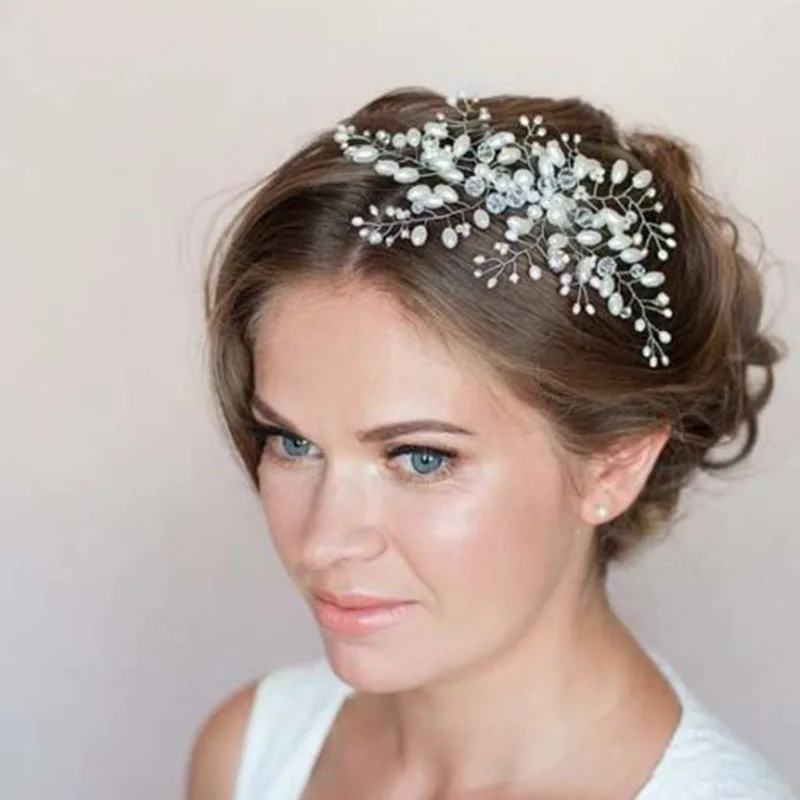 High fashion Pearl Crystal Bride Wedding Hair Combs Silver Wedding Hair