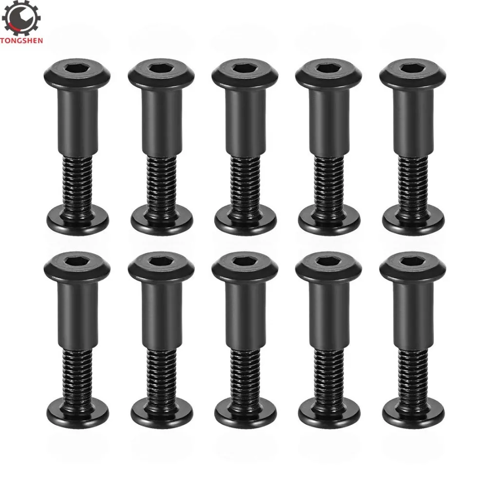 

10sets Carbon Steel Black Hex Socket Screw Post Binding Bolts Leather Fastener M6x25mm